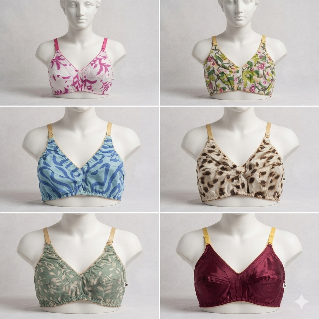 Non-Padded Cotton Bra – Breathable Printed Design (Pack of 5)