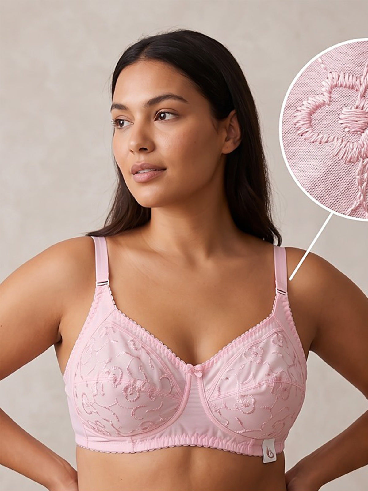 Embroidered Cotton Bra – Skin, Baby Pink & Maroon \Black (Pack of 3)